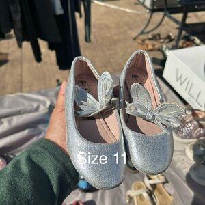 Silver Kids Shoes with Bow Bunny Ears